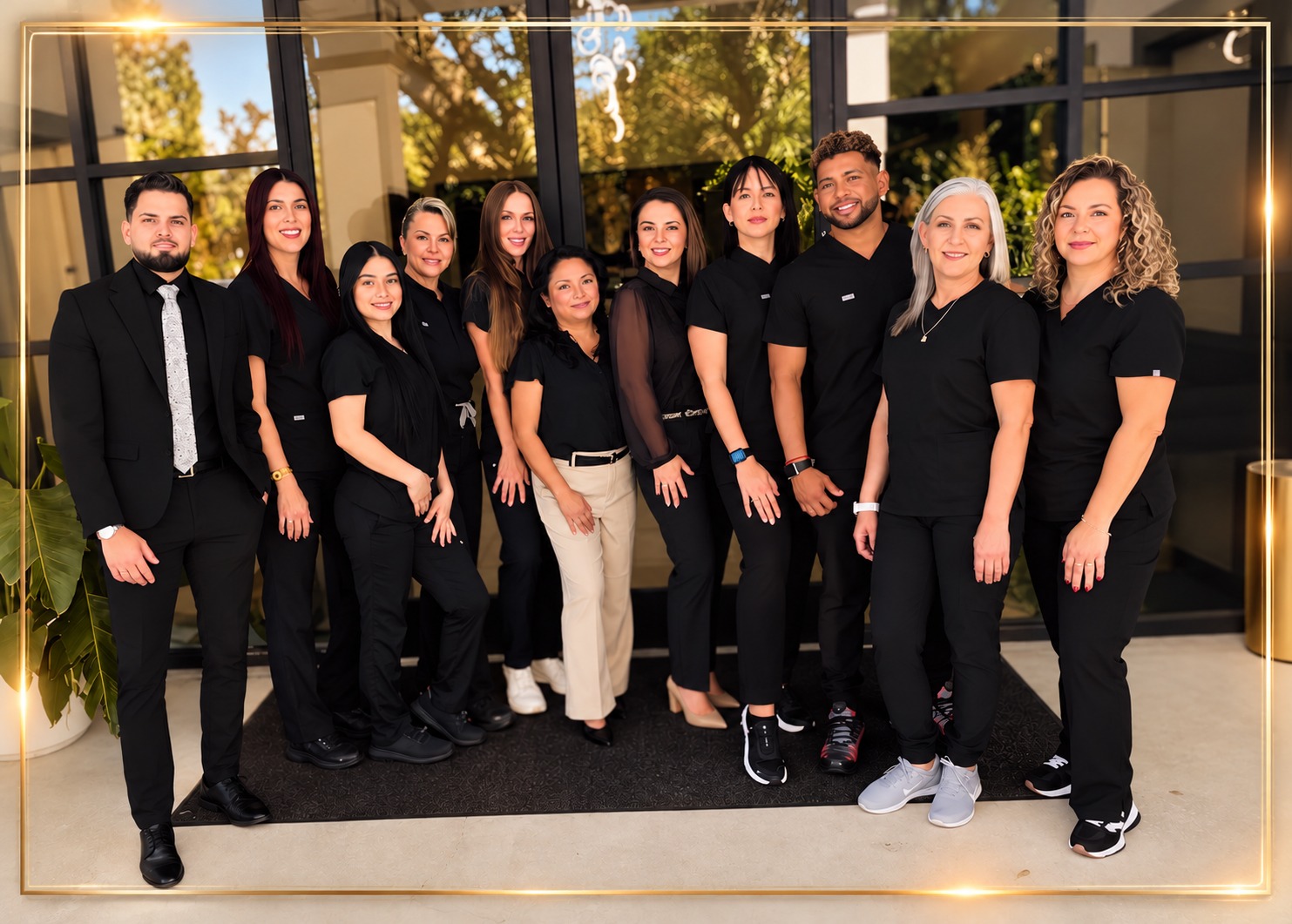 NeuroLift team gathered inside the clinic entrance